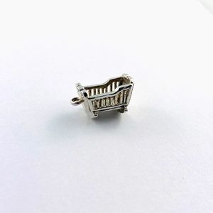 VINTAGE Rocking Cradle Baby Crib Sterling Silver Charm 925